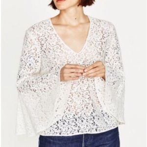 Zara Lace Bell Sleeve Top